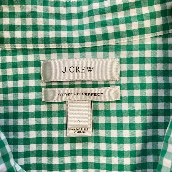 J. Crew Stretch Perfect Green Checkered Fitted Long Sleeve Shirt - Picture 4 of 7